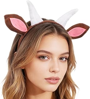 Garneck Plush Goat Ears and Horns Headband for Children, Soft and Ideal for Fancy D…