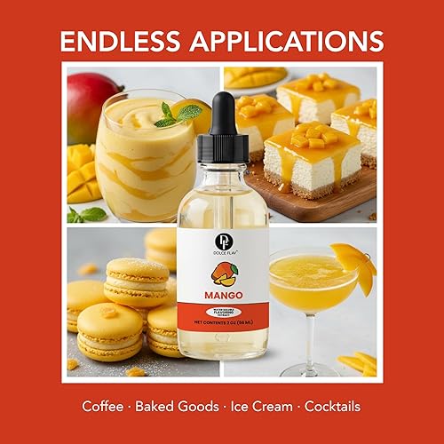 Miniatura 5 de Dolce Foglia Extracto de mango – 2 onzas soluble en agua multiusos saborizante ideal para productos horneados, bebidas, café, postres y helados,