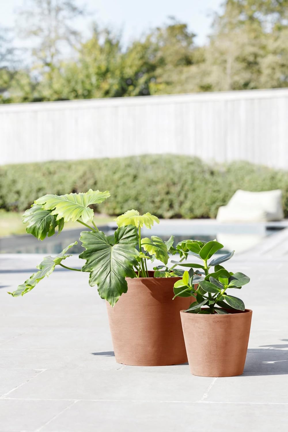 Ecopots Amsterdam Durable Modern Round Indoor/Outdoor Recycled-Based Composite Flower Pot Planter, Terracotta Color, 8"