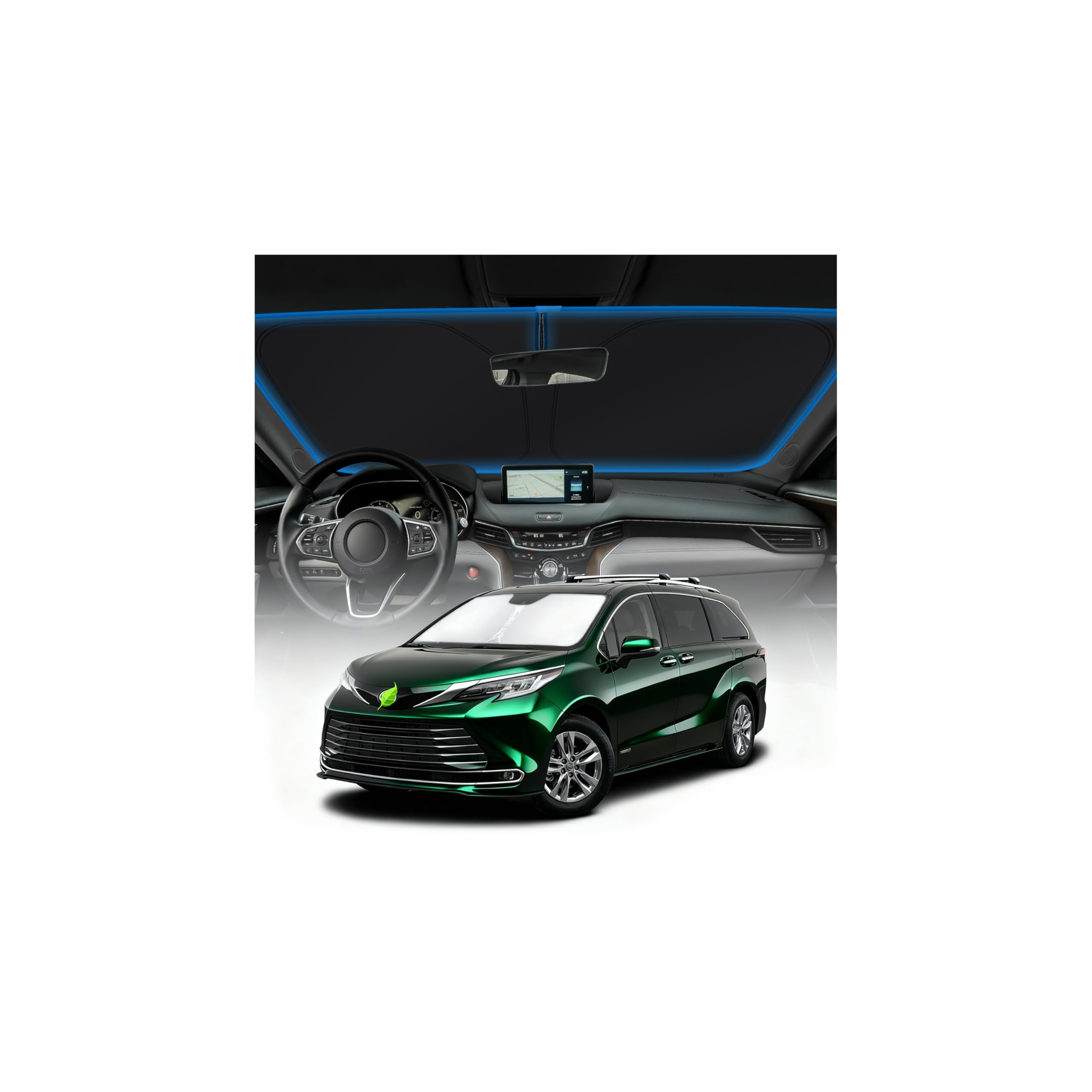 KUST Windshield Sun Shade for Toyota Sienna Mini Van Accessories 2021-2024 2025 Window Sunshade Sun Visor Protector Foldable Blocks UV Rays Keep Your Car Cooler