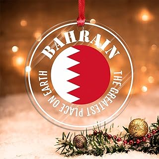 Flag Ornament - Bahrain The Greatest Place on Earth Xmas Tree Ornament Gift World Traveler Holiday Keepsake Acrylic Christmas Ornament Bahrain Gift Flag Christmas Decor Keepsake