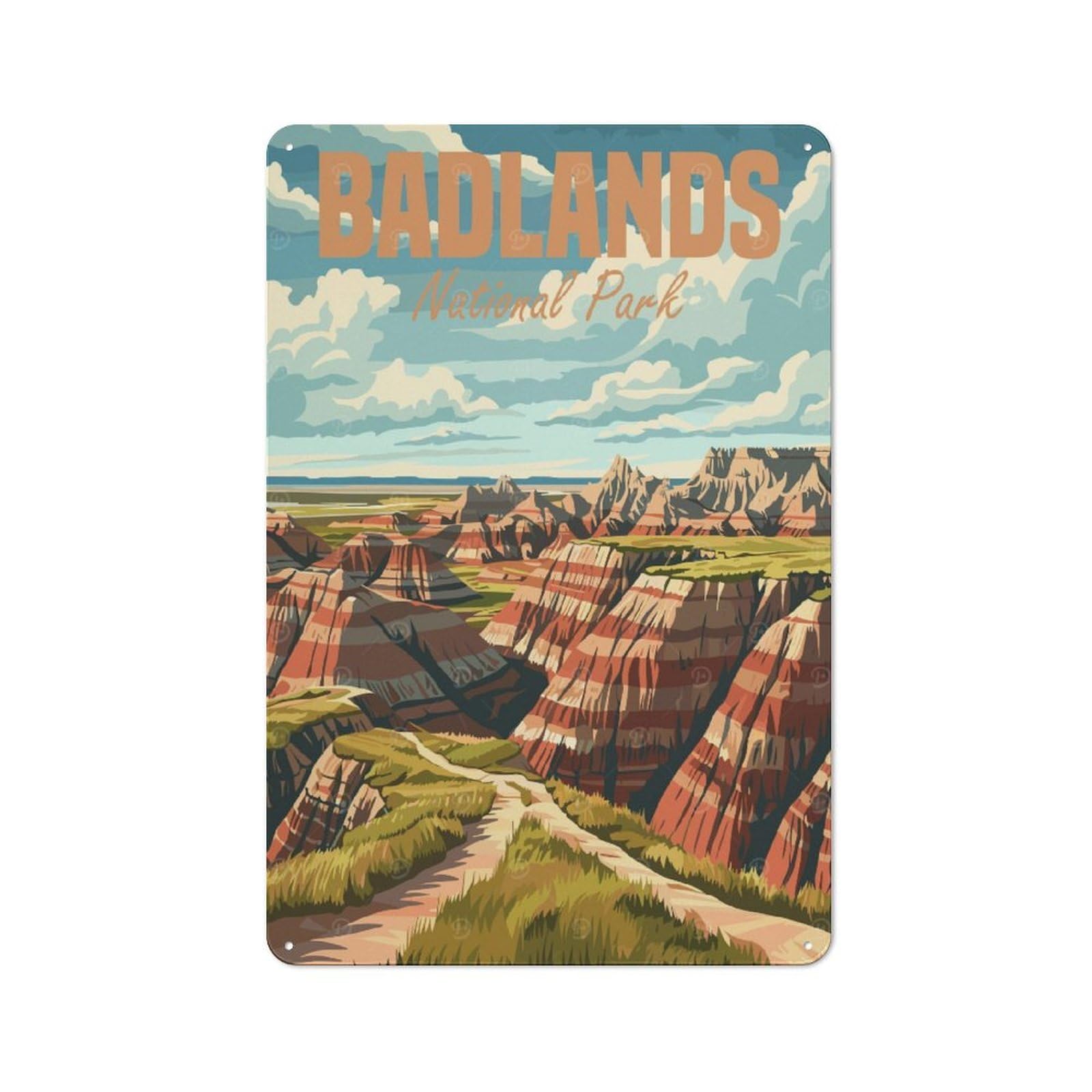 Junmoney Badlands National Park Nostalgic Decorative Tin Sign 30X20cm Featuring Old Style Wall Plaque For Kitchen, Hallway, Bar Or Small Cafe