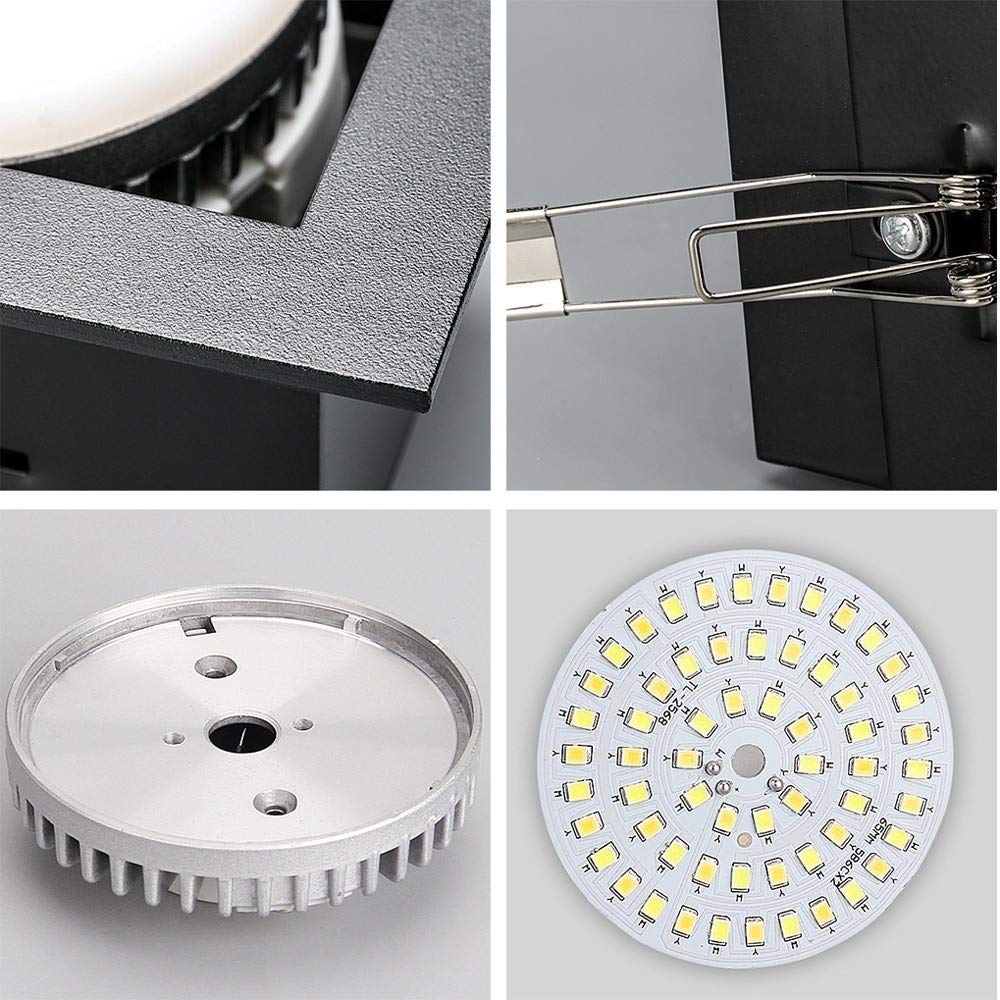 Panel de Techo LED Cuadrado Empotrado con Acabado Negro, Foco de luz empotrada de 5 W y 9 W, Foco LED Ted, luz Blanca Diurna superbrillante para el hogar, la Sala de Estar, el Dormitorio y l