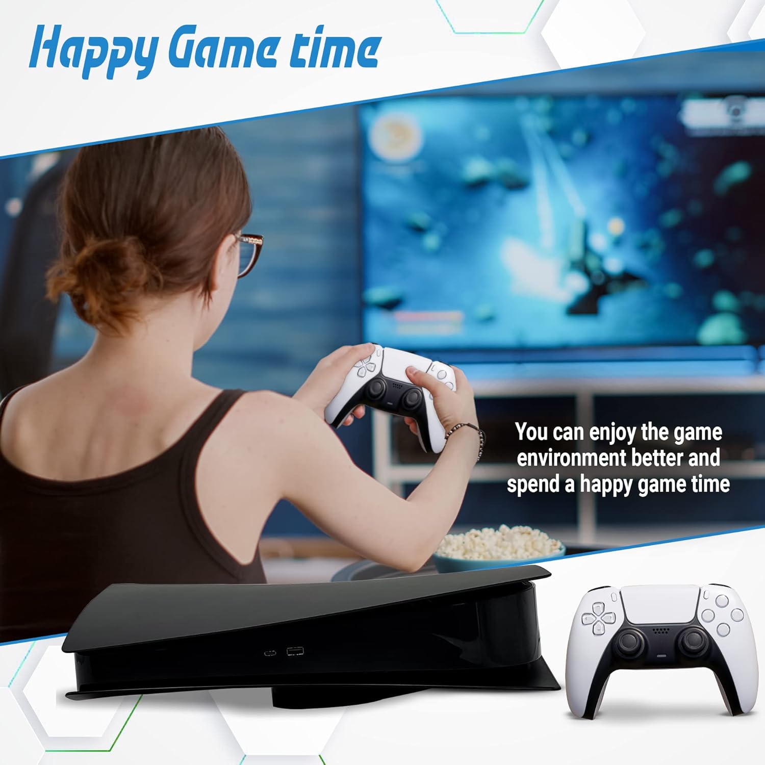 Black Faceplate for PS5 - Hard Shockproof Case for Playstation 5 - Protector Cover for PS5 (Disc Edition - Black)