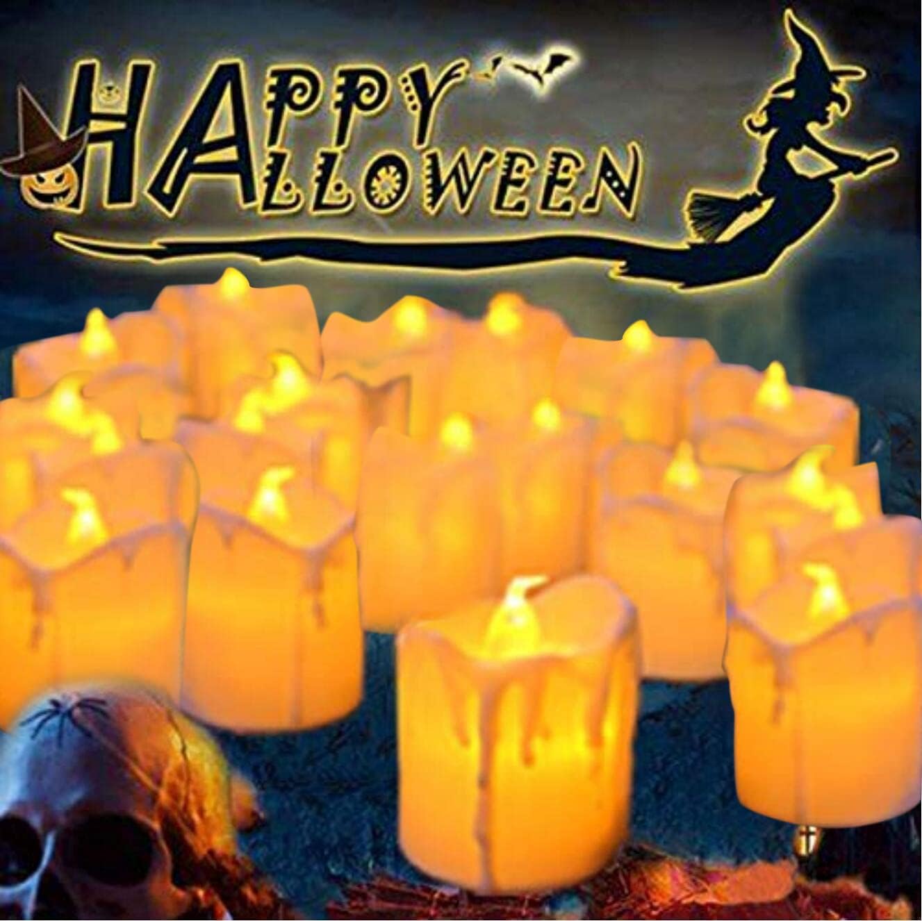 LOGUIDE LED Flameless Votive Candles with Timer,Halloween