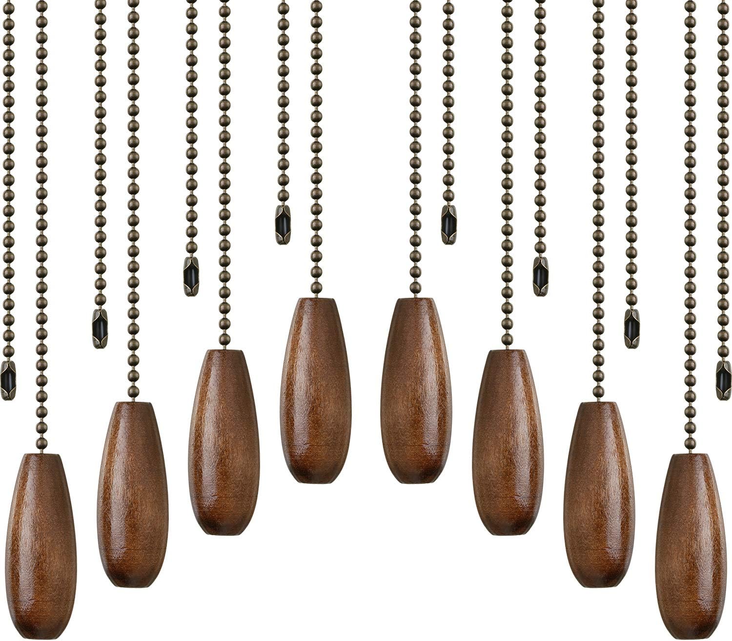 - 8 Pieces Ceiling Fan Pull Chains Extender Wooden Pendant Pull Chain Extension for Ceiling Light Lamp Fan(Walnut Color)