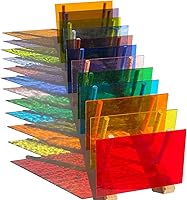 PALJOLLY 12 Sheets Transparent Stained Glass Variety Pack - 4x6 Inch Rainbow Mosaic Tiles for Crafts, Sun Catchers & Projects