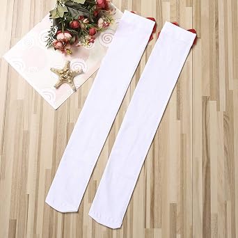 Honganda Sexy Women's Thigh High Stockings, Over Knee Lace Top Sheer Stockings with Satin Bows Leg Thigh Socks for Women