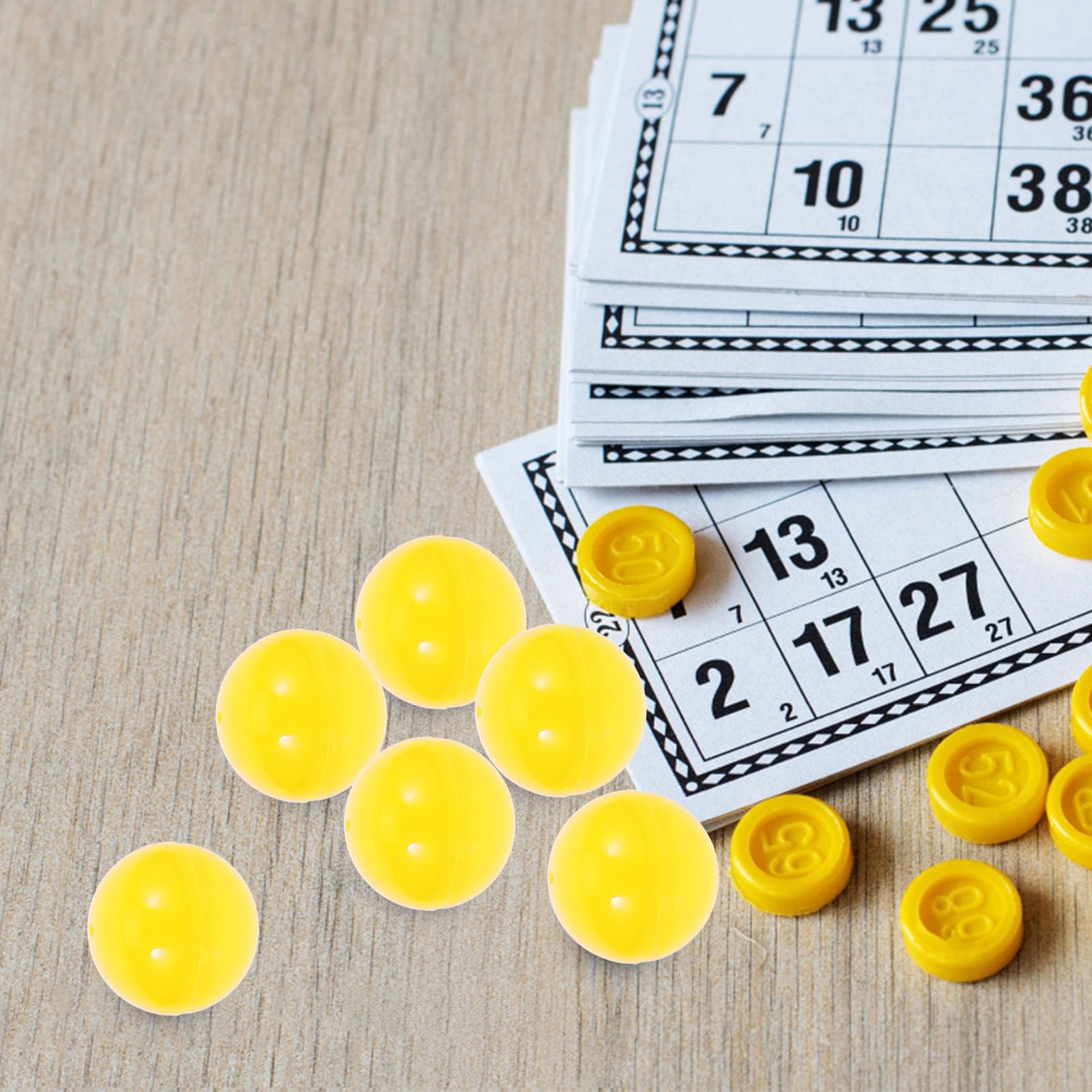 Amosfun 50 StüCk 3cm Gelbe -Kugeln - ÖFfnende Pvc-Kapseln FüR Tombola, Partyspiele Und Bastelprojekte