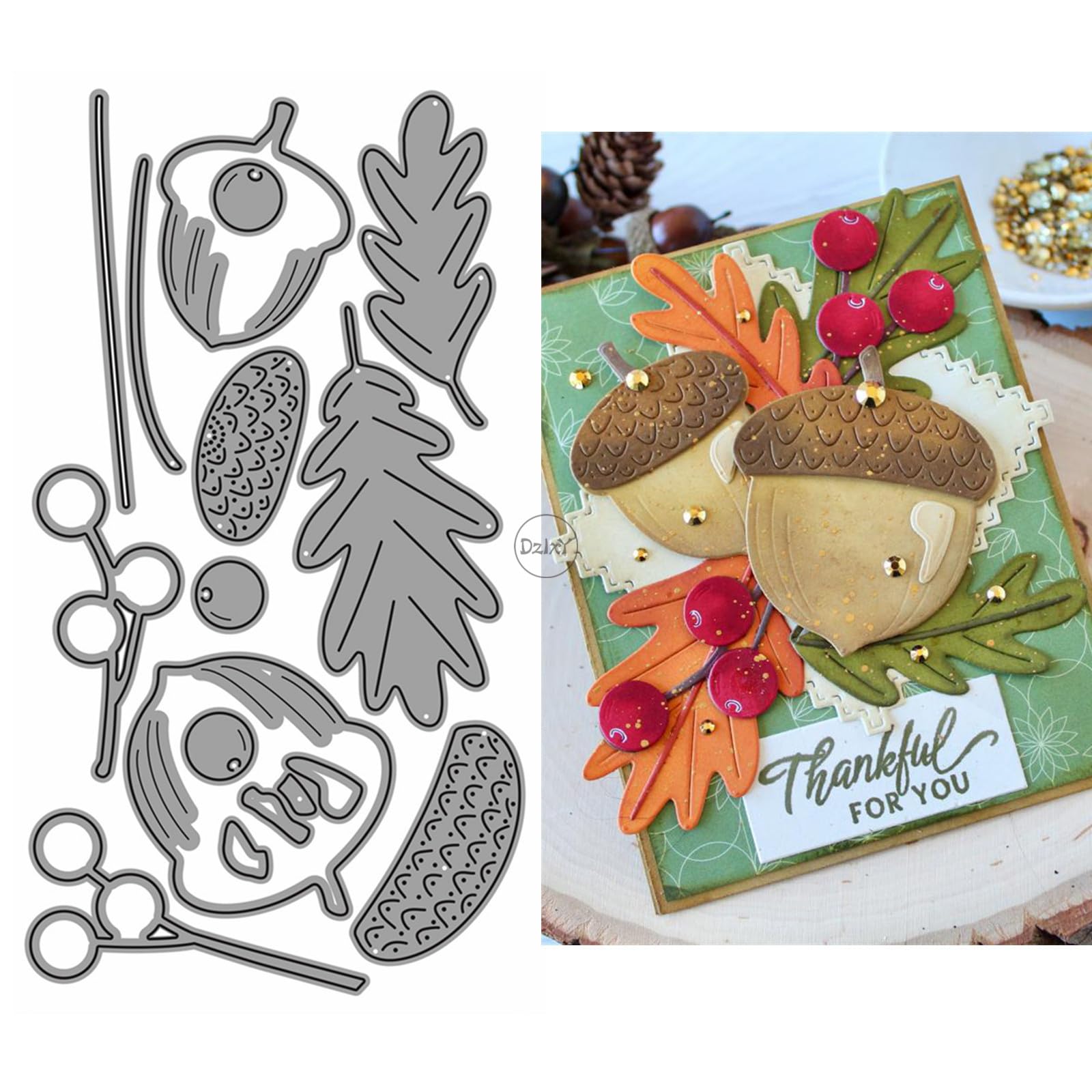 DzIxY Pine Cone Leaves Metal Cutting Dies for Card Making Kit Embossing Paper Die Cuts Set Scrapbook Stencils Supplies Machine Templates