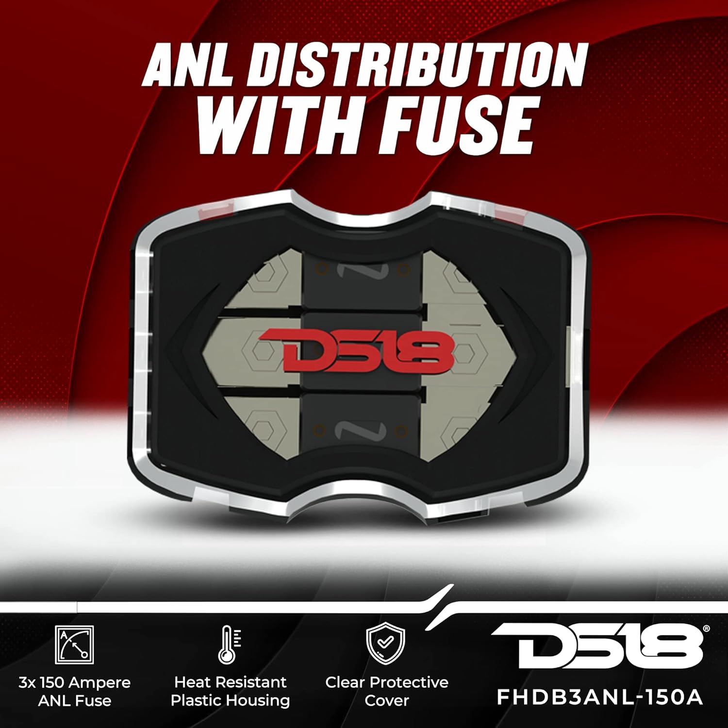 DS18 3ANL-150A/1X0GA In/3X4GA Out ANL Fuse Distribution Holder with Three 150A Fuses