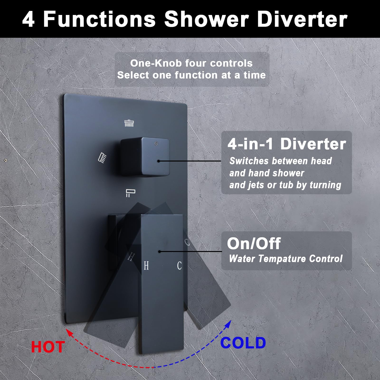 GETSHOWERSET 4 Function Concealed Shower Mixer Valve, 4 Way Outlet, Wall Mount Shower Faucet with Temperature Control - Image 4