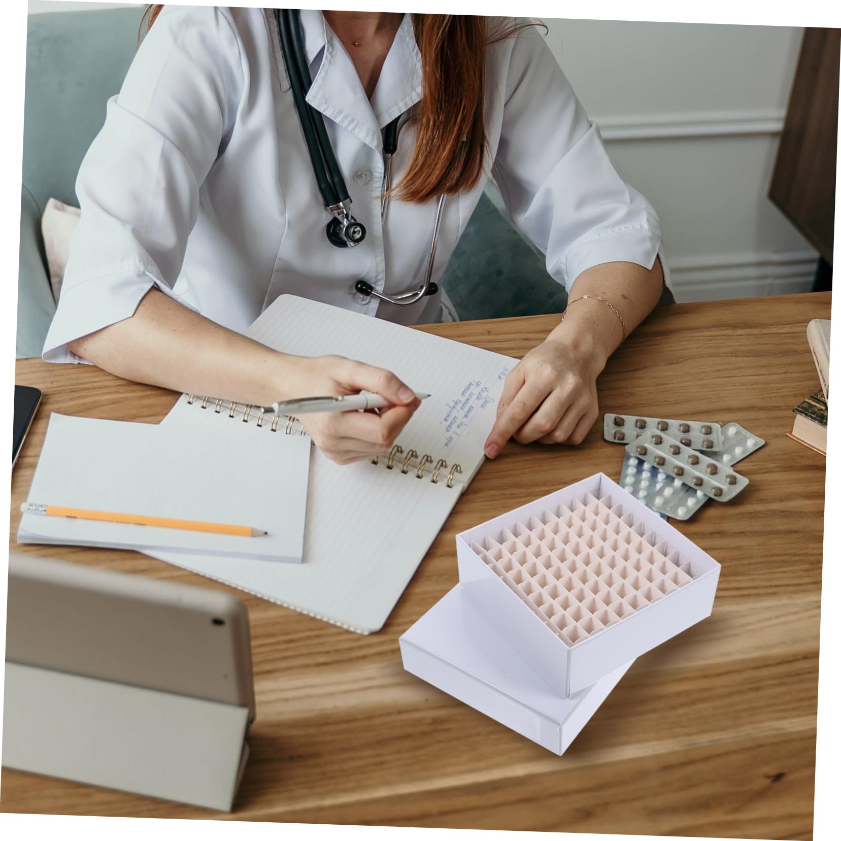 Cabilock 5 Piezas Caja de Almacenamiento para Tubos de Centrífuga de Papel Resistente Diseño Multi-compartimentos Soporte Criogénico Reutilizable para Microcentrífugas Compatible con