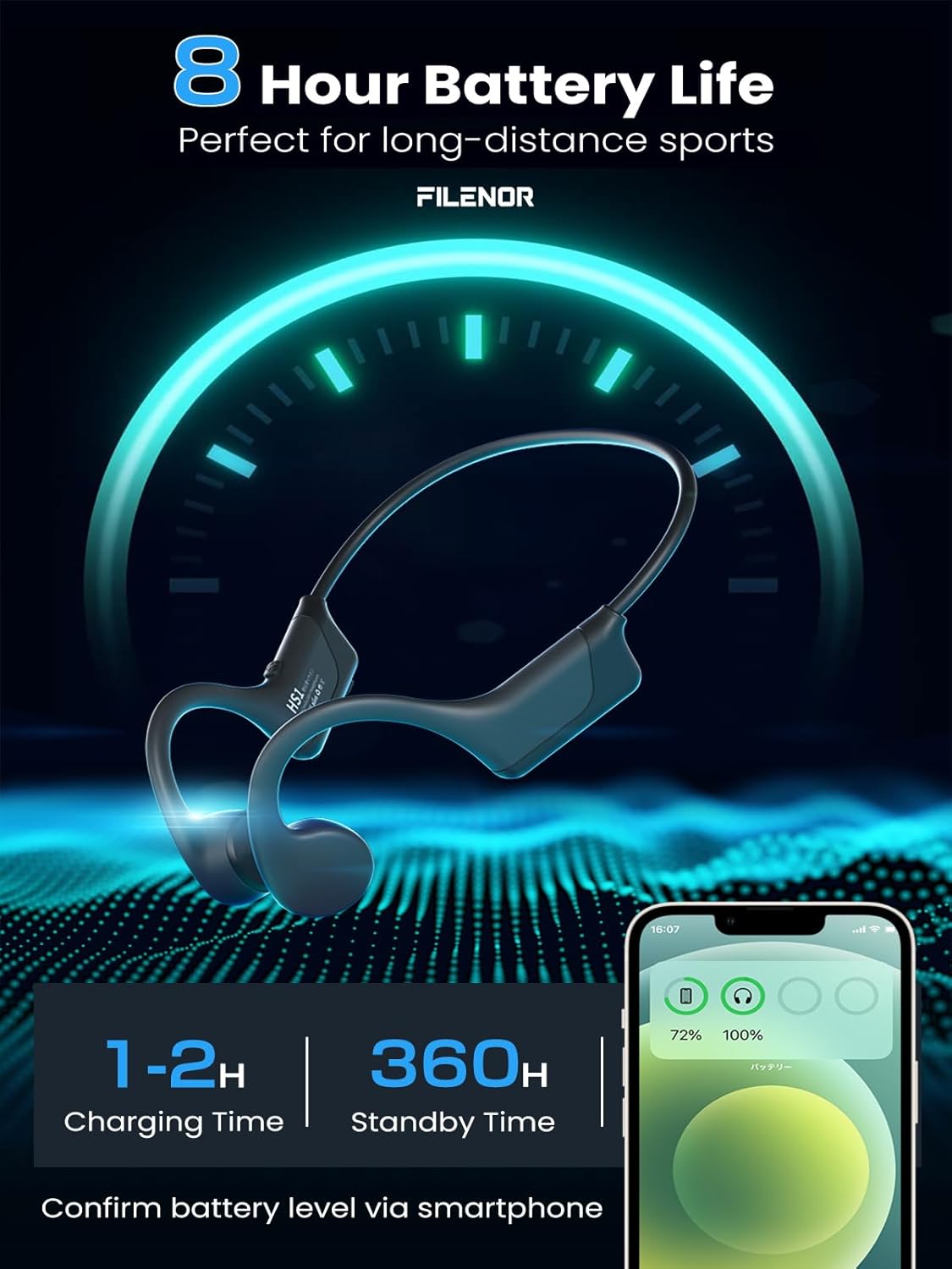 Bone Conduction Headphones, 2026 Upgrade Open-Ear Wireless Bluetooth Workout Headphones with Microphones, 8Hr Playtime, Waterproof Earphones for Sports, Running, Gym, Hiking, Cycling-Large