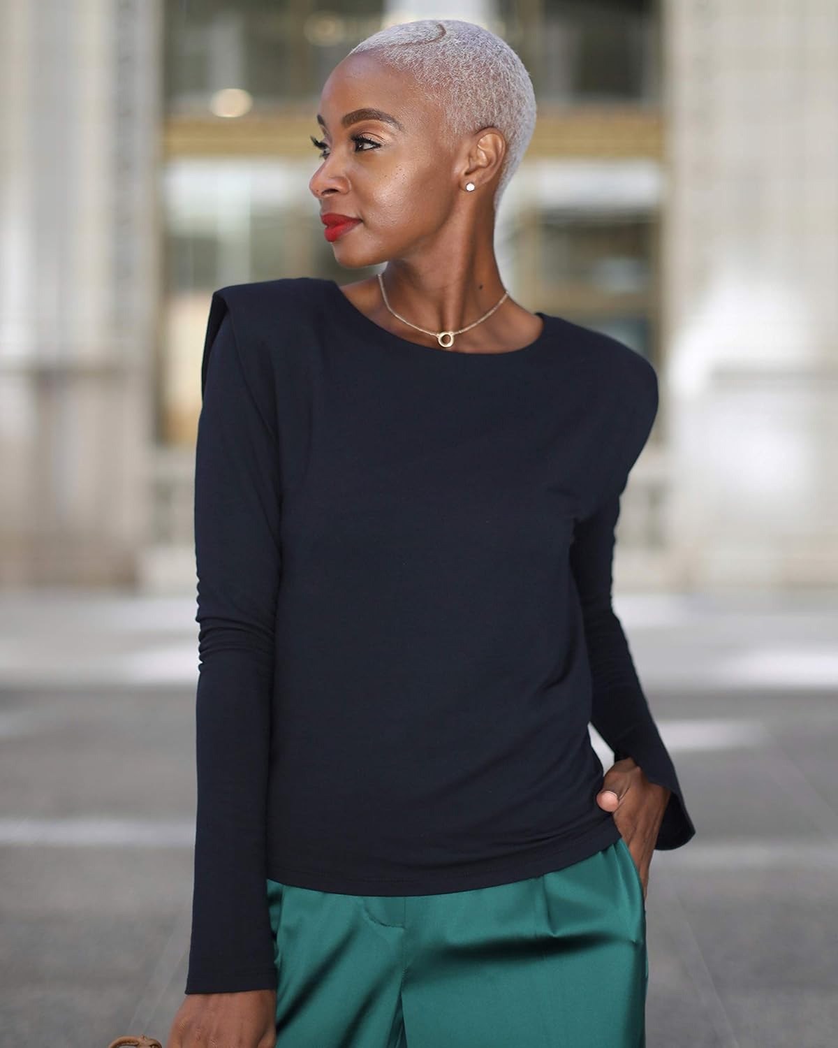 black drop shoulder top