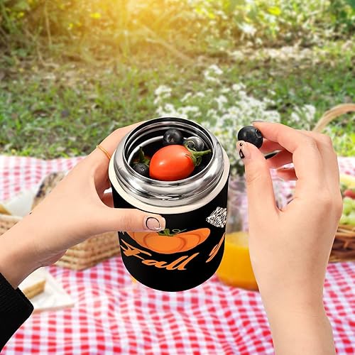 Miniatura 7 de CUPADA Love Fall Y'all Thermos Food Jar for Hot and Cold, Creative Pumpkins Love Insulated Hot Food Jars Vacuum 17OZ with Folding Spoon for School
