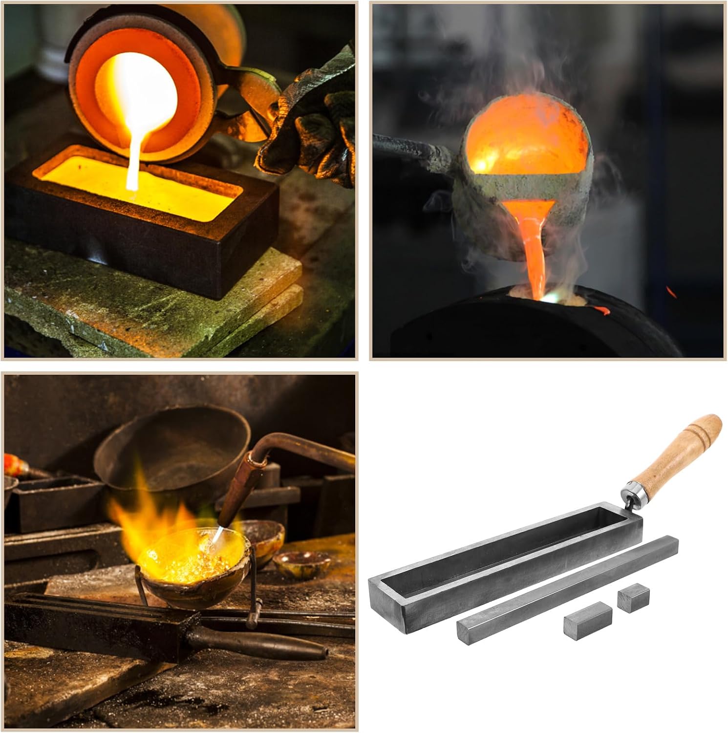 European Wood Handle Jewelry Making Tool for Metal Casting Ingot Mold