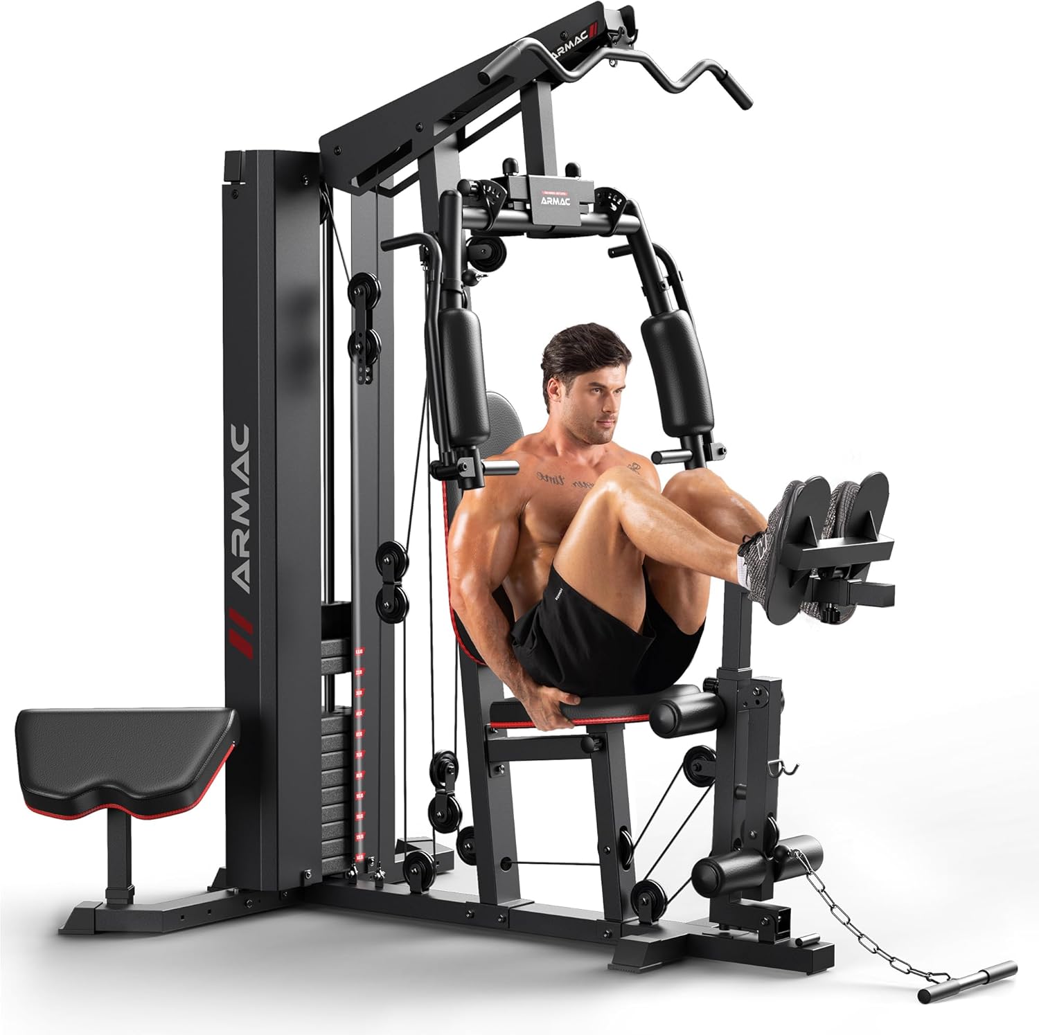 Sportsroyals Home Gym, Multifuntional Workout Station with 150LBS Weight Stack, Full Body Workout Equipment for Home Exercise Fitness