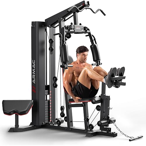 ARMAC Home Gym, FMW1 Multifunctional Workout Station for Leg Press, Home Gym Equipment with 150LBS Weight Stack, Full Body Workout Equipment for Home Exercise Fitness