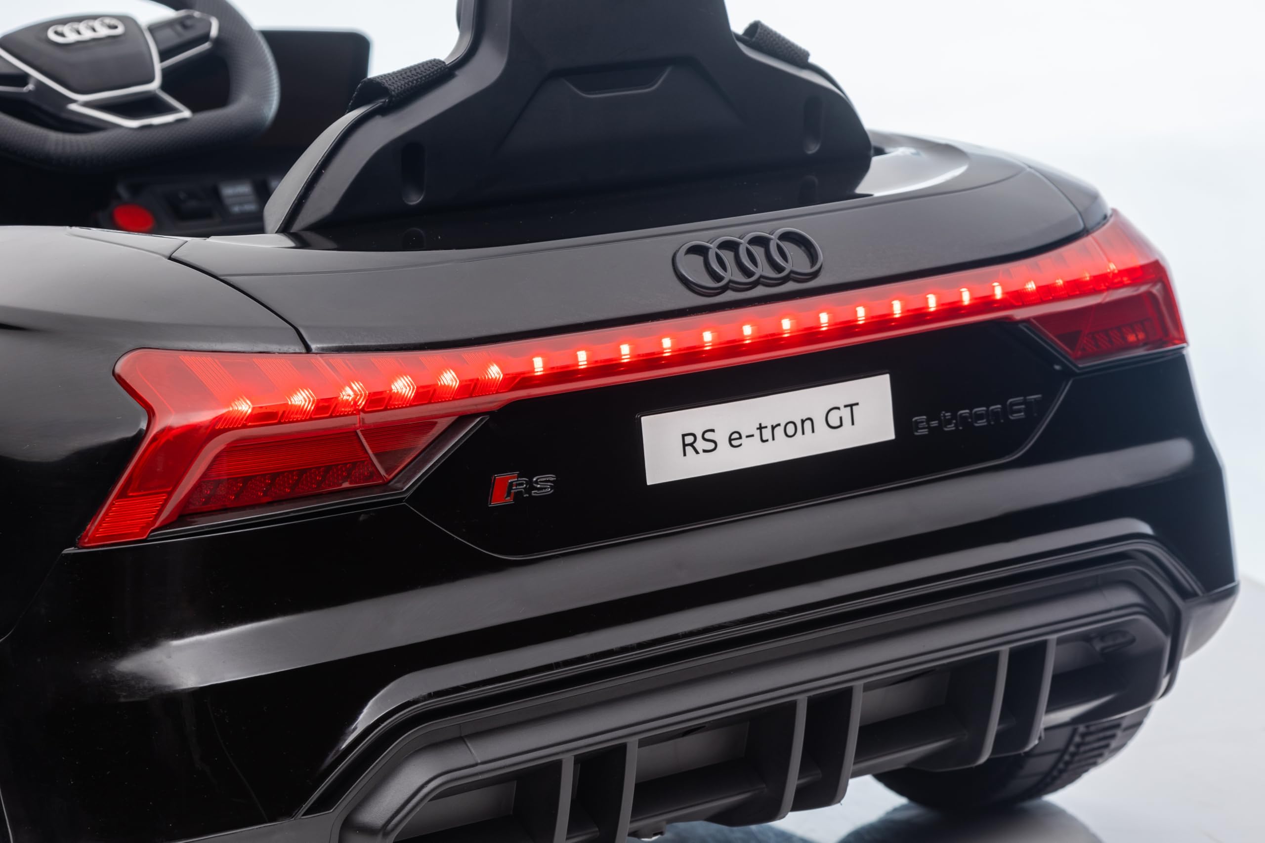 FINOOS Voiture électrique Enfants 12V A.UDI RS-Etron avec télécommande klaxon LED Musique Noir