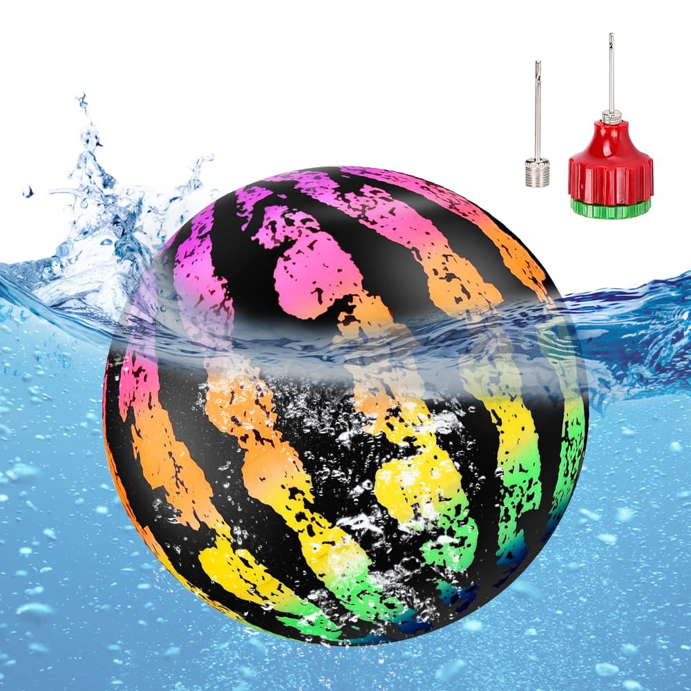 mizikuu Sandía Bola de Agua Inflable, PVC Bola de Agua Inflable De Sandía con Adaptador De Manguera Juguetes De Playa Pelota Deportiva De Verano Flotador Inflable De Piscina para Adultos y Niños