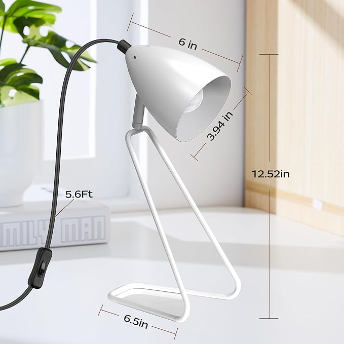 PARTPHONER Juego de 2 Lámparas de Mesa, Lámpara de Lectura Blanca Moderna Giratoria 350° miniatura 2