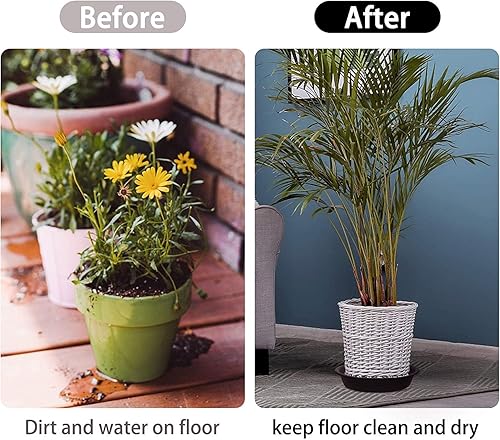 Miniatura 5 de Bandeja para macetas de 8 pulgadas, 4 paquetes de 10 pulgadas (9.8 pulgadas), platillos de plástico para macetas y bandejas de goteo para interiores