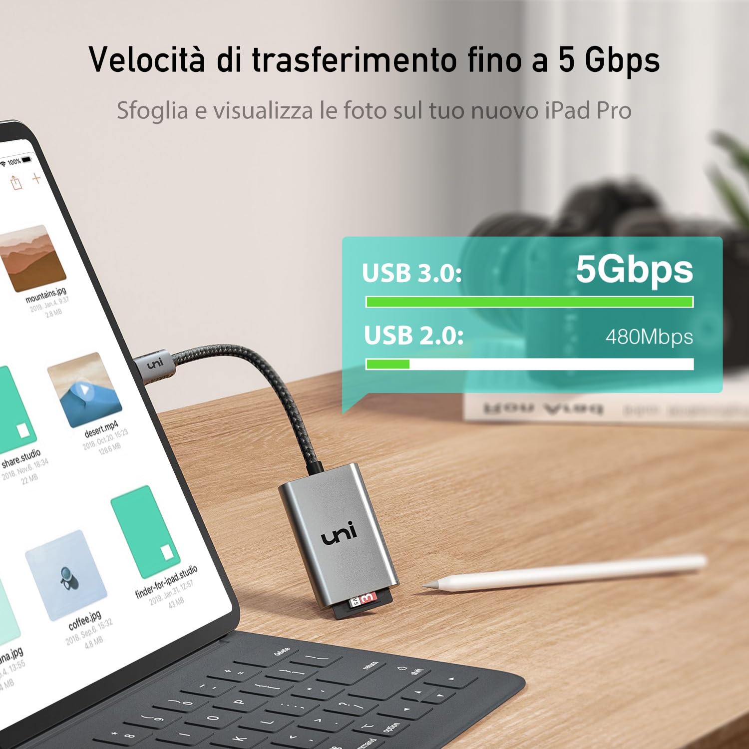 uni USB C Lettore di Schede SD, TF Adattatore Memoria Micro SD [Thunderbolt 3] per SDXC/SDHC/MMC/RS-MMC/UHS-I, Compatibile con iPhone 15 Pro Max MacBook Pro Air iPad Pro Android Galaxy S22 ecc.