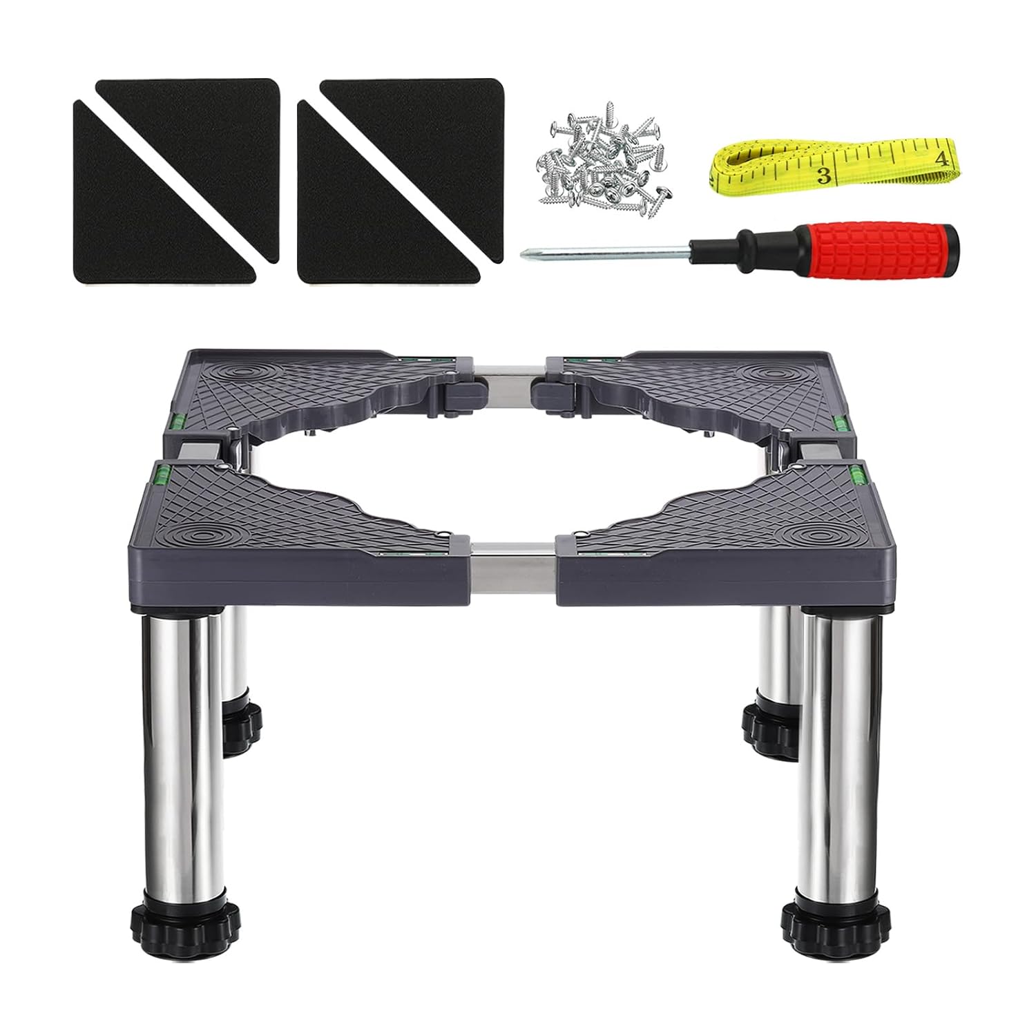 YOKIVE Mini Fridge Stand, Adjustable Base Tray Riser for Refrigerator Washer Dryer AC Water Cooler, 4 Strong Feet, 11.4"-12.6" Height