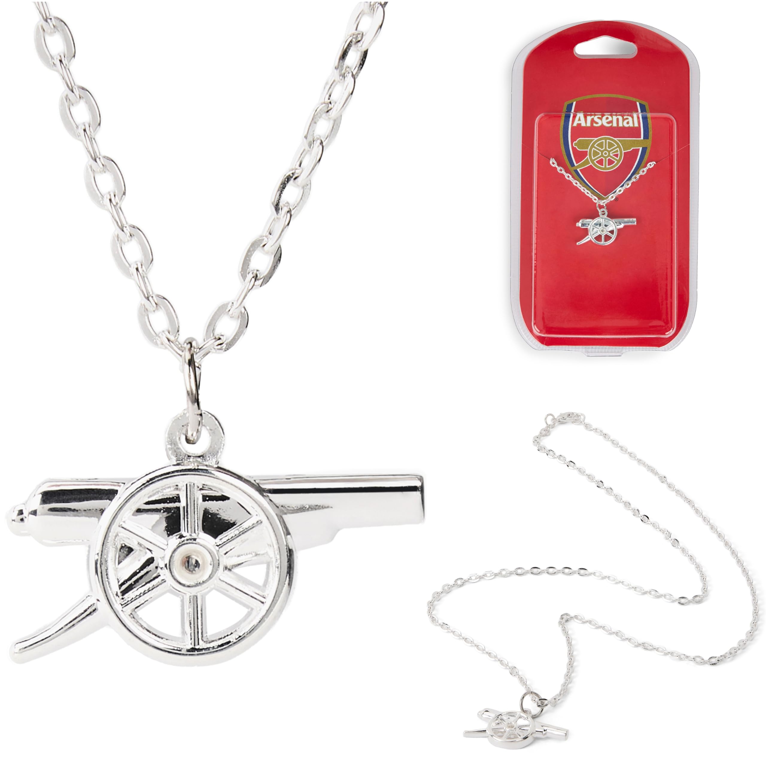 The Gift Scholars Officially Licensed Arsenal FC Cannon Pendant Necklace, Silver Plated Chain, Men's Licensed Accessory