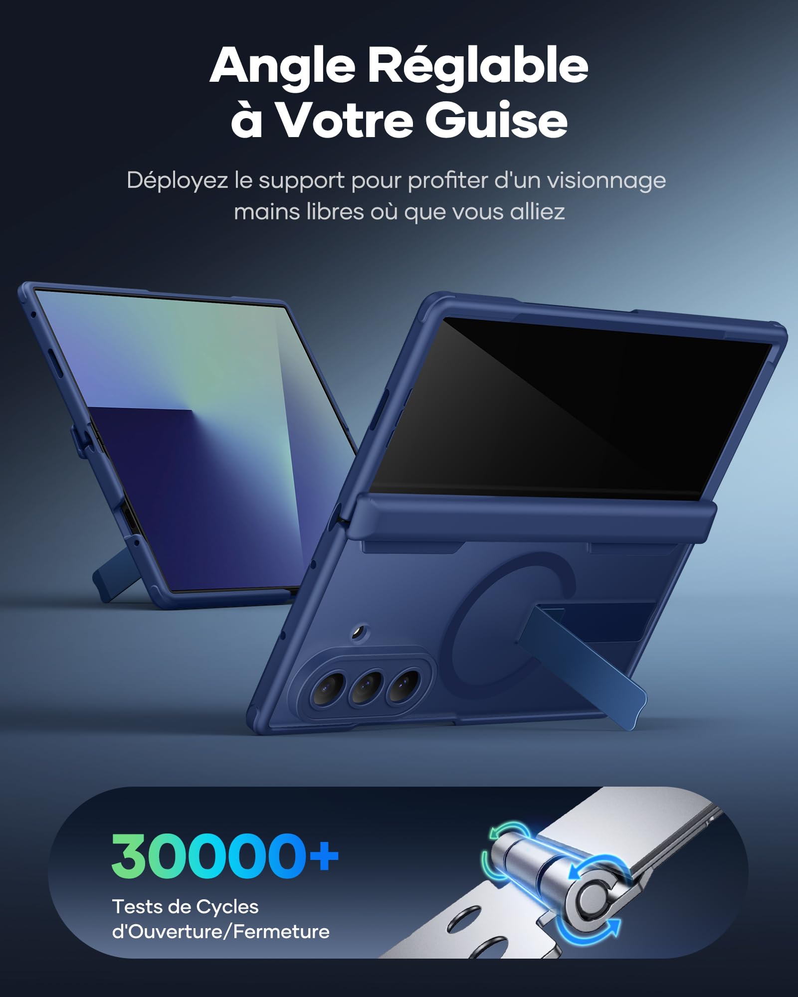 Custodia per Samsung Galaxy Z Fold 7 con pellicola protettiva frontale integrata, compatibile con MagSafe, supporto integrato e protezione cerniere, custodia protettiva antiurto per Fold 7, blu