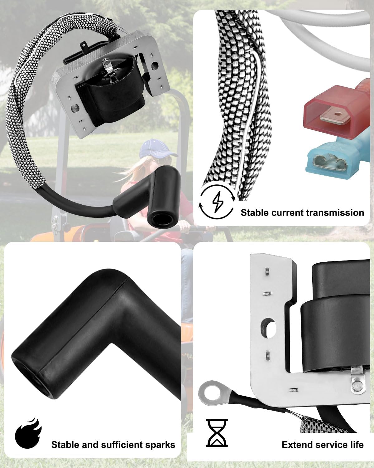 Ignition Coil Upgrade Kit Fit for Kohler CH20 CH23 CH640 CH740 Replace 24-584-52-S 24-584-63-S, Lawn Mower Engine MDI Module Conversion