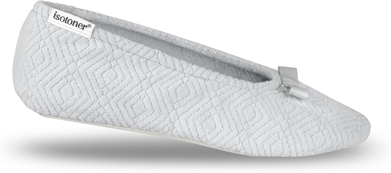 isotoner Women's Diamond Microterry Ballerina Slippers - Image 4