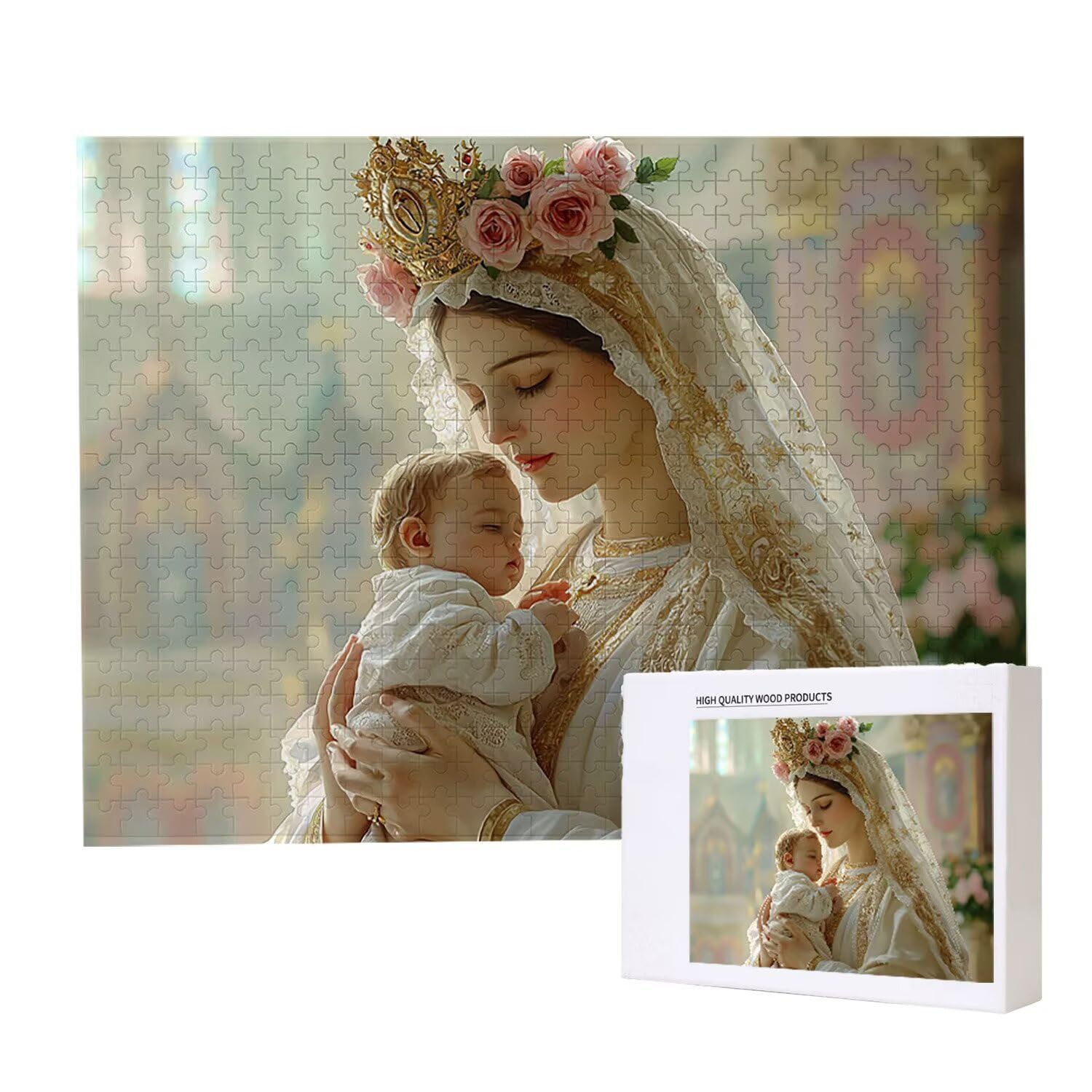 Puzzle 1500 Stück Jigsaw Puzzles für Erwachsene Jungfrau des Kindes Puzzle Herausfordernde Familie Aktivität Spiele pädagogisch, Stressabbau, Bunte DIY Puzzles Handwerk für Home Decor Geschenke b-242