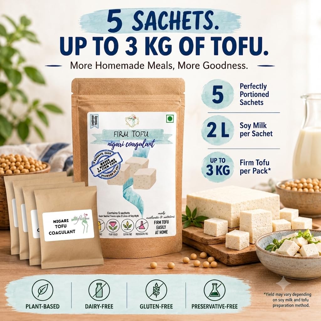 Alla's Posh Flavors® Nigari Firm Tofu Coagulant | Natural Seawater Magnesium Chloride Flakes | Lab Tested Food Grade | Makes Up to 3 kg Firm Tofu | High Purity, Low Dosage, High Yield | 5 Sachets — Amazon image 5