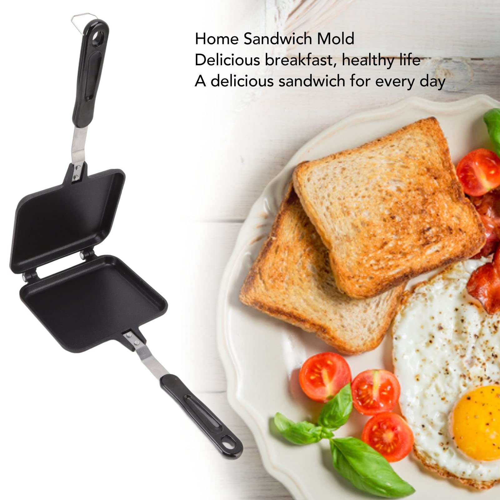 Poêle à Frire Double Face, Machine à Sandwich grillé antiadhésive avec poignées Poêle à Griller Double Face pour la Maison, la Cuisine, Le Petit déjeuner, l'intérieur, l'extérieur