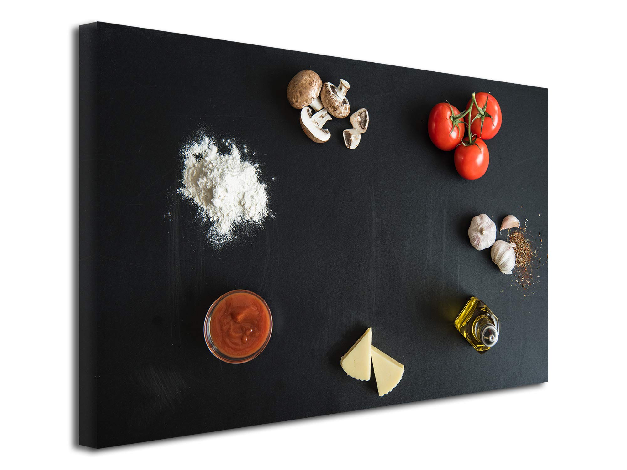 DECLINA, decorazione da parete, quadro decorativo da parete, per soggiorno, cucina, ingredienti, pizza, 80 x 50 cm