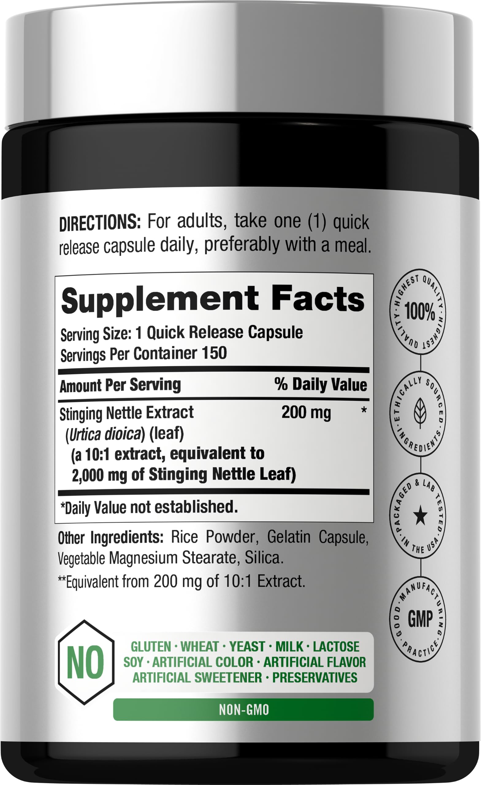 Horbäach Stinging Nettle Capsules | 150 Count — Amazon image 2
