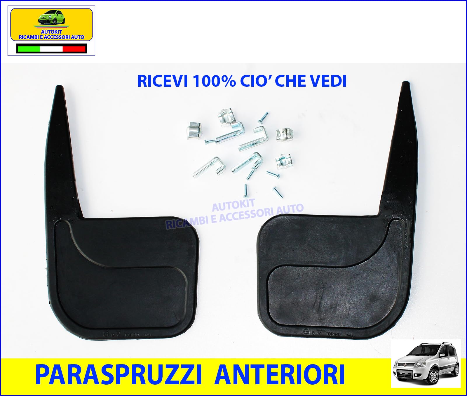 SERIE Paraspruzzi ANTERIORI E POSTERIORI Specifici COMPATIBILI con tutte le Panda modello 169 prodotte dal 2003 al 2011-8017 - 8020