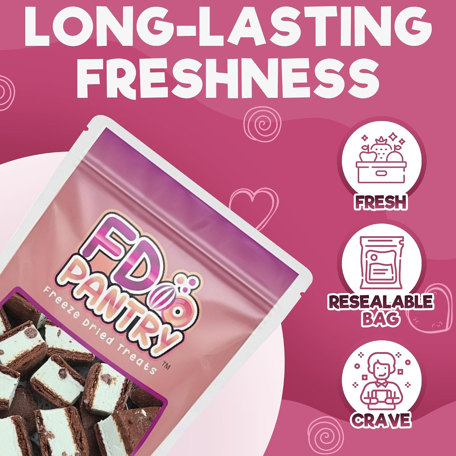 Freeze Dried Ice Cream Sandwich Bites - Mint - Crunchy & Sweet Snack 2.5oz Freeze-Dried Space Ice-Cream Pack Dehydrated Resealable Gift Bag - 2 Pack