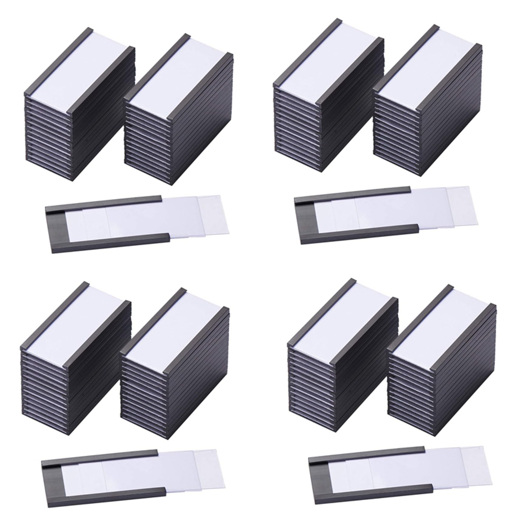 200 Pièces Séries Porte-étiquettes Magnétiques avec Porte-Cartes de Données Magnétiques avec Protecteurs en Plastique Transparent pour étagère en Métal (1 x 2 Pouces)