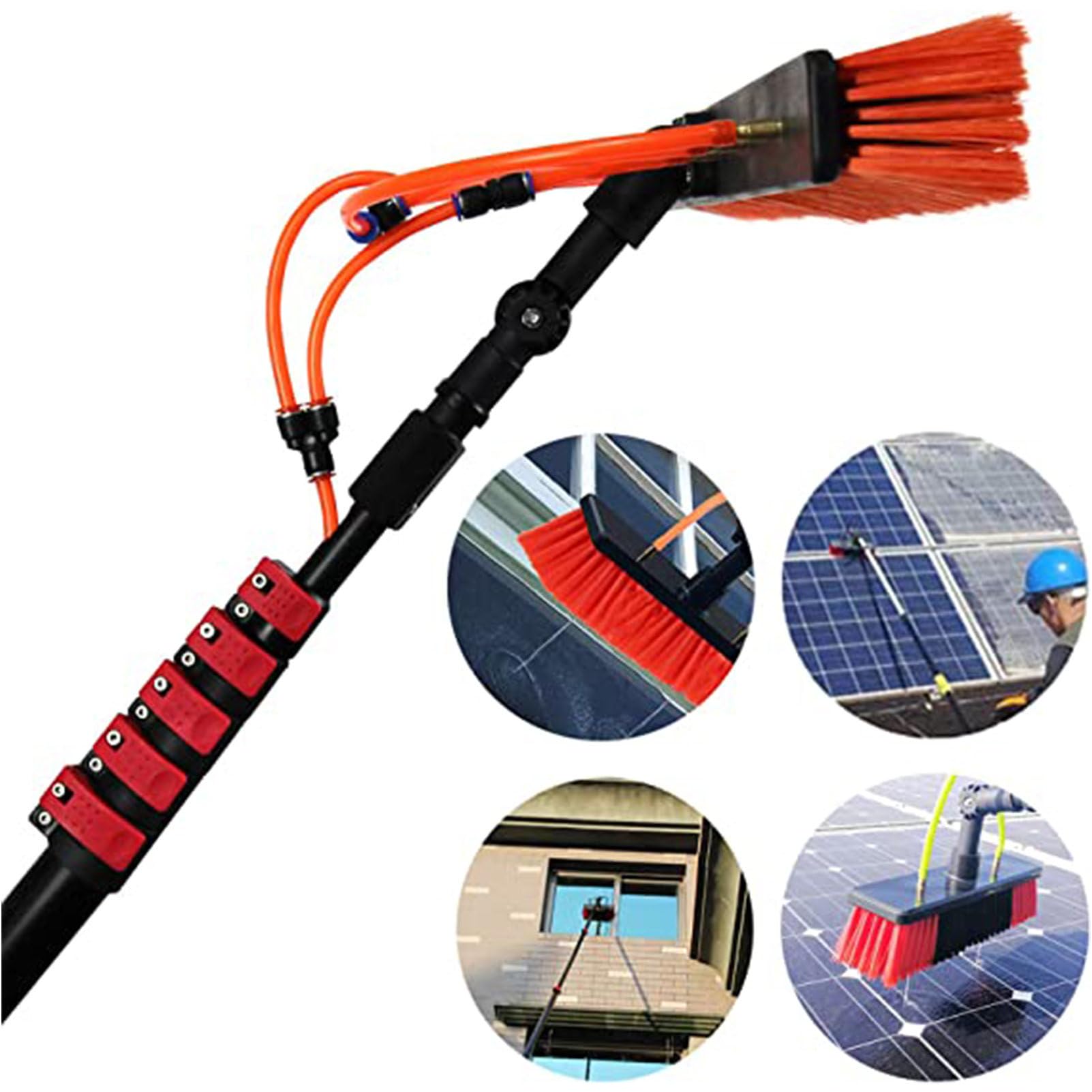 Telescopic Pole Window Scrubber for Attachment Cleaner Conservatory roof or photovoltaic Panel Cleaning， Truck Windows， Window Glass Walls.，35cmbrushhead-3.6M/12FT