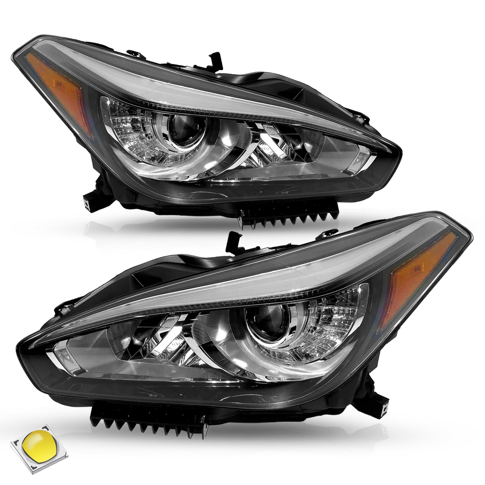 TUSDAR OEM Style Headlights Assembly fit for infiniti 2015 2016 2017 2018 2019 Q70 Driver&Passenger Side LED Headlight Non-AFS Replacements 260604AP0A