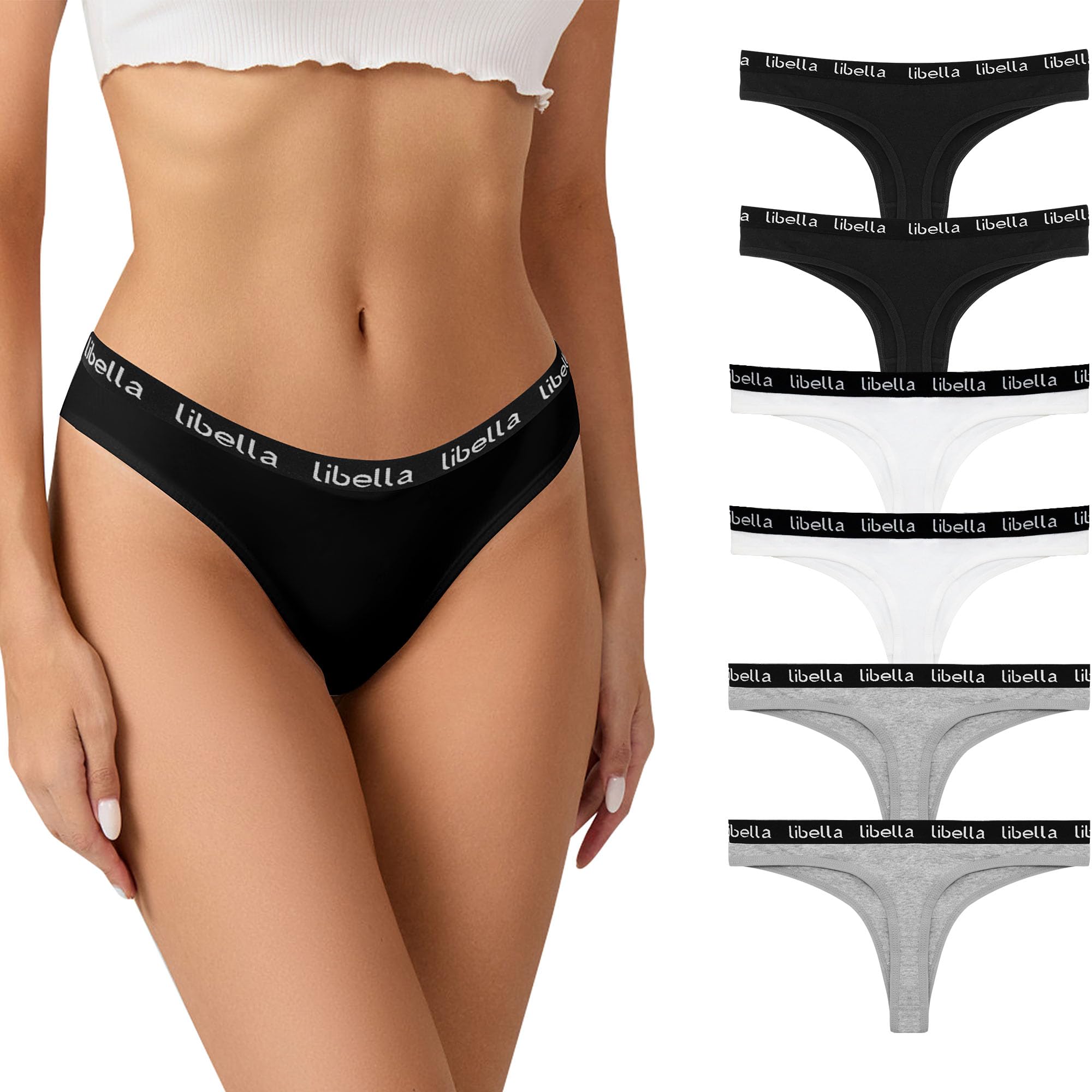 Lakpoau 6er Pack String Tanga Damen Set Baumwoll Unterhosen Damen Tangas Unterwäsche Frauen mit Niedriger Taille Atmungsaktiv Unterwäsche Mehrfarbig S-XL