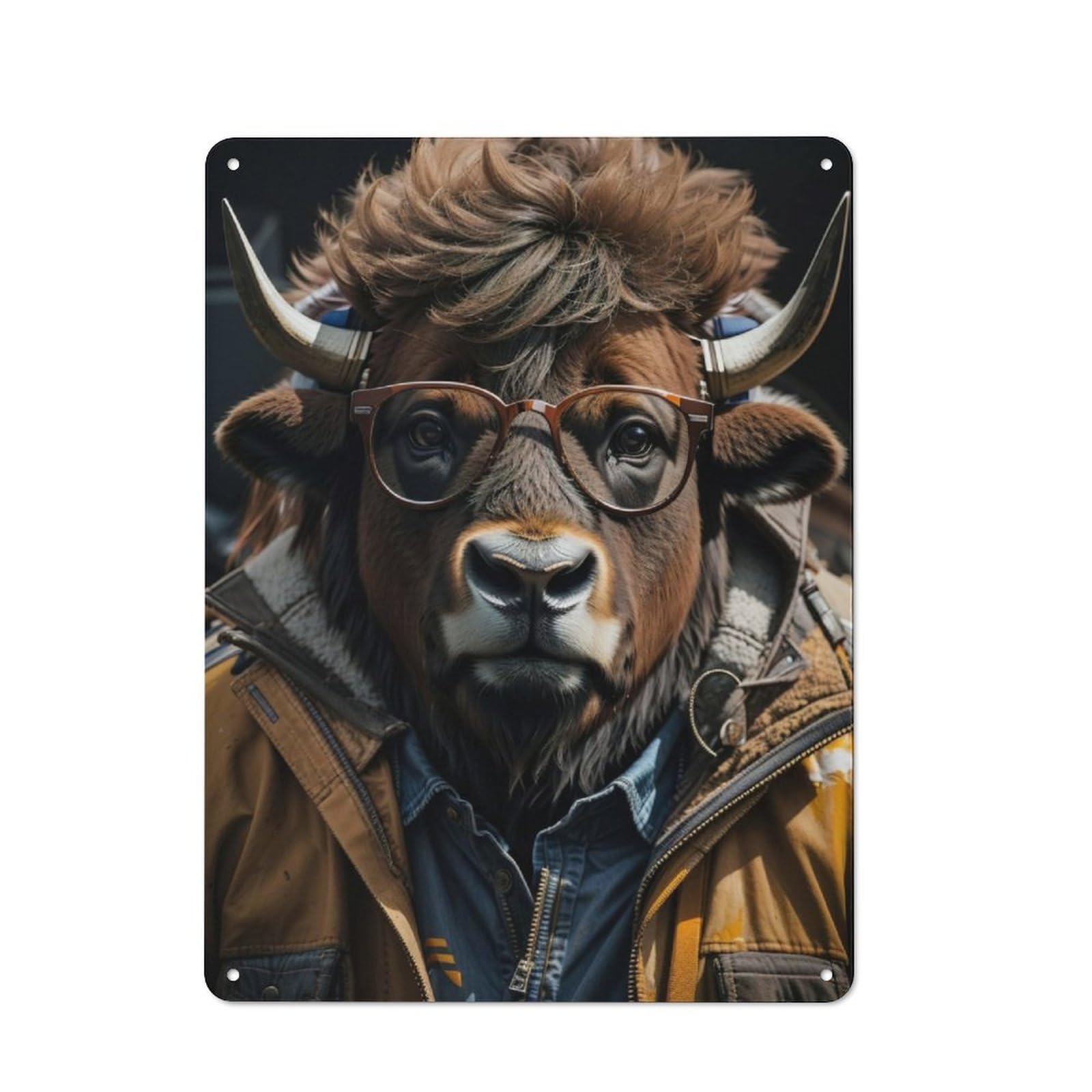 Junmoney Bison Cool Garden Style Tin Sign 40X30cm, Porch Wall Decor For Patio Bar, Workshop, Shed Or Kitchen