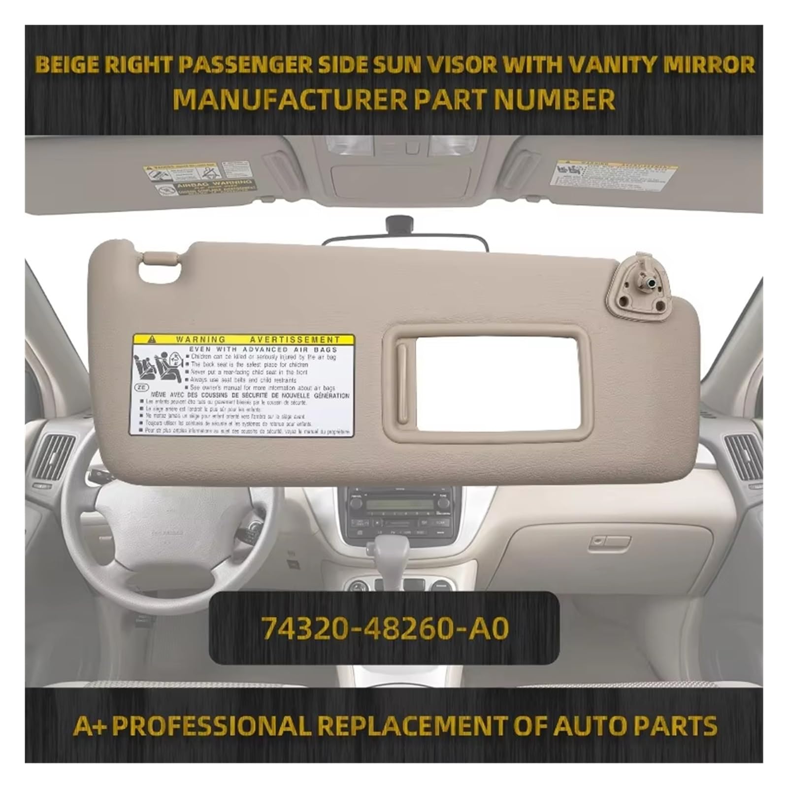 Für Toyota Für Highlander 2004-2007 Links Fahrer Rechts Beifahrerseite Sonnenblende 74320-48260-A0 74310-48220-A0 Auto Frontscheibe Thermomatte