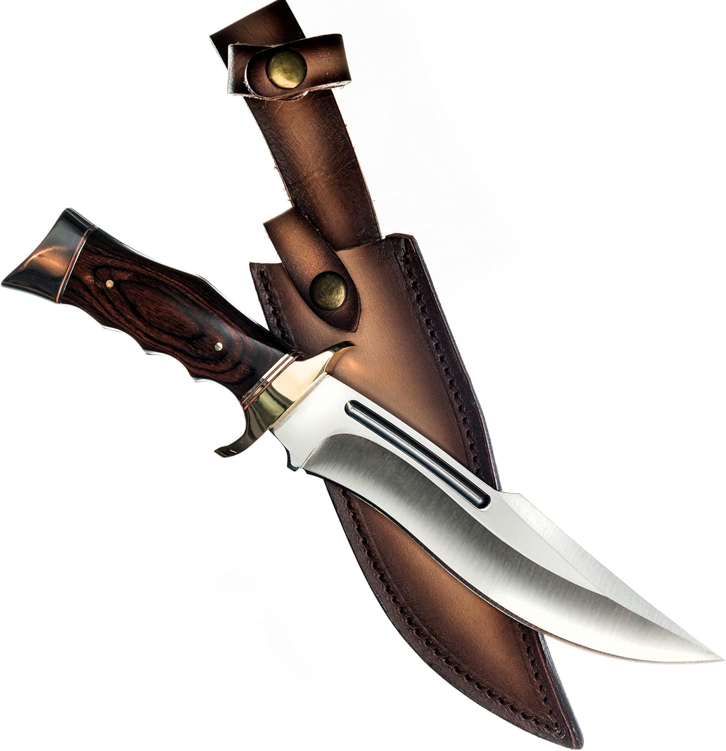 Kratos ZF9 Bowie Knife | Handmade | 13.25" Hardened 440 Stainless Steel | Leather Sheath | Outdoor Hunting, Bushcraft, Boning, & Camping : Sports & Outdoors