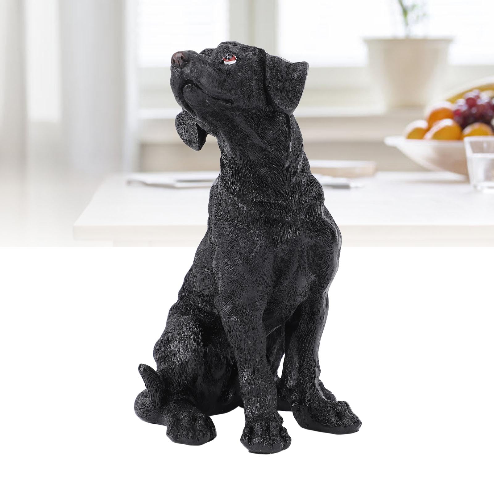 Tissting Urocza figurka psa z żywicy wystrój wnętrz na zewnątrz - wodoodporna figurka szczeniaka do ogrodu domowego 13,05 uncji / 370 g 12 cm/4,7 cala (czarna)