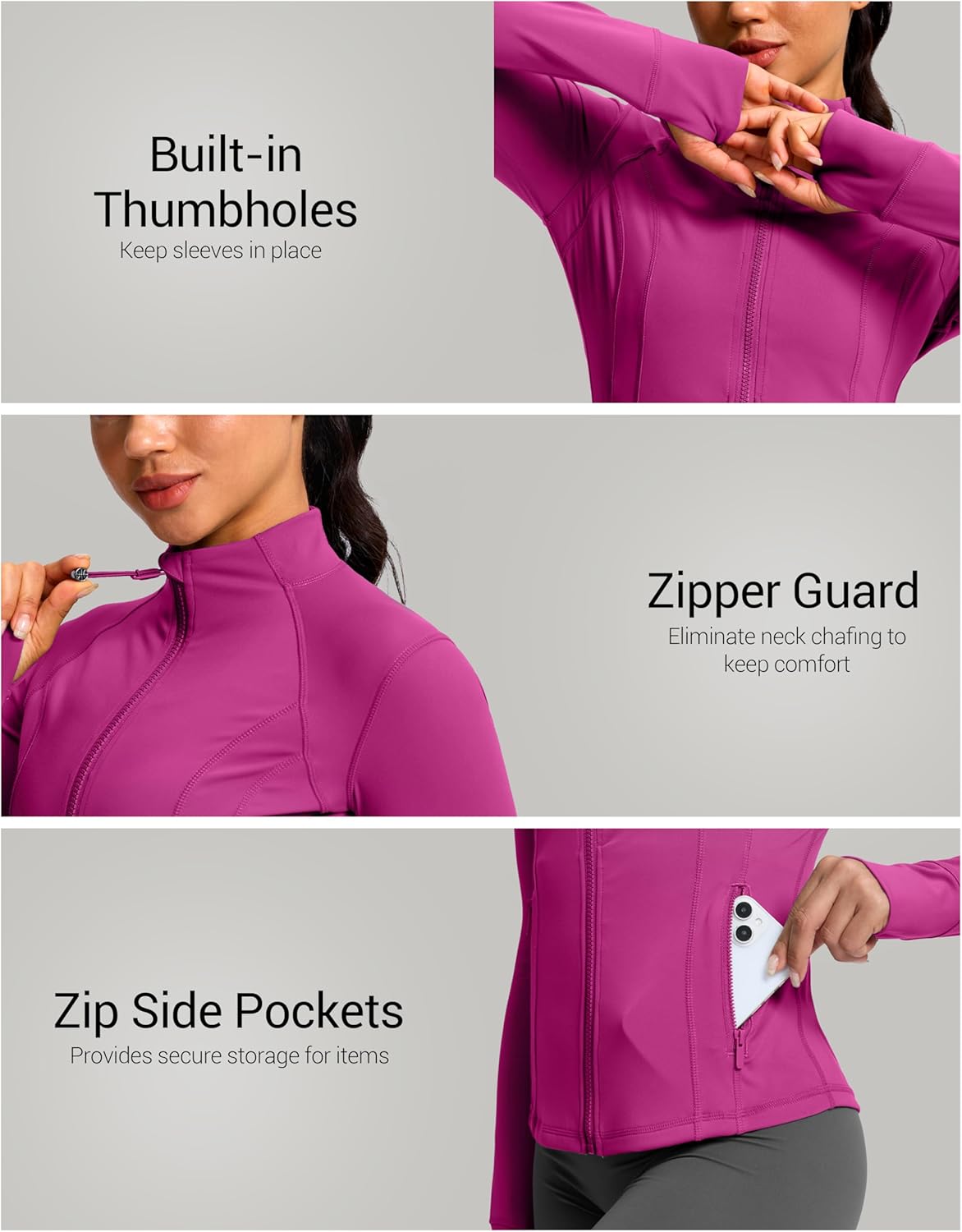 G Gradual Women's Workout Jackets Extended Waist Length Slim Full Zip 4 Pockets Athletic Jacket Spring Running Yoga Clothes - Image 5