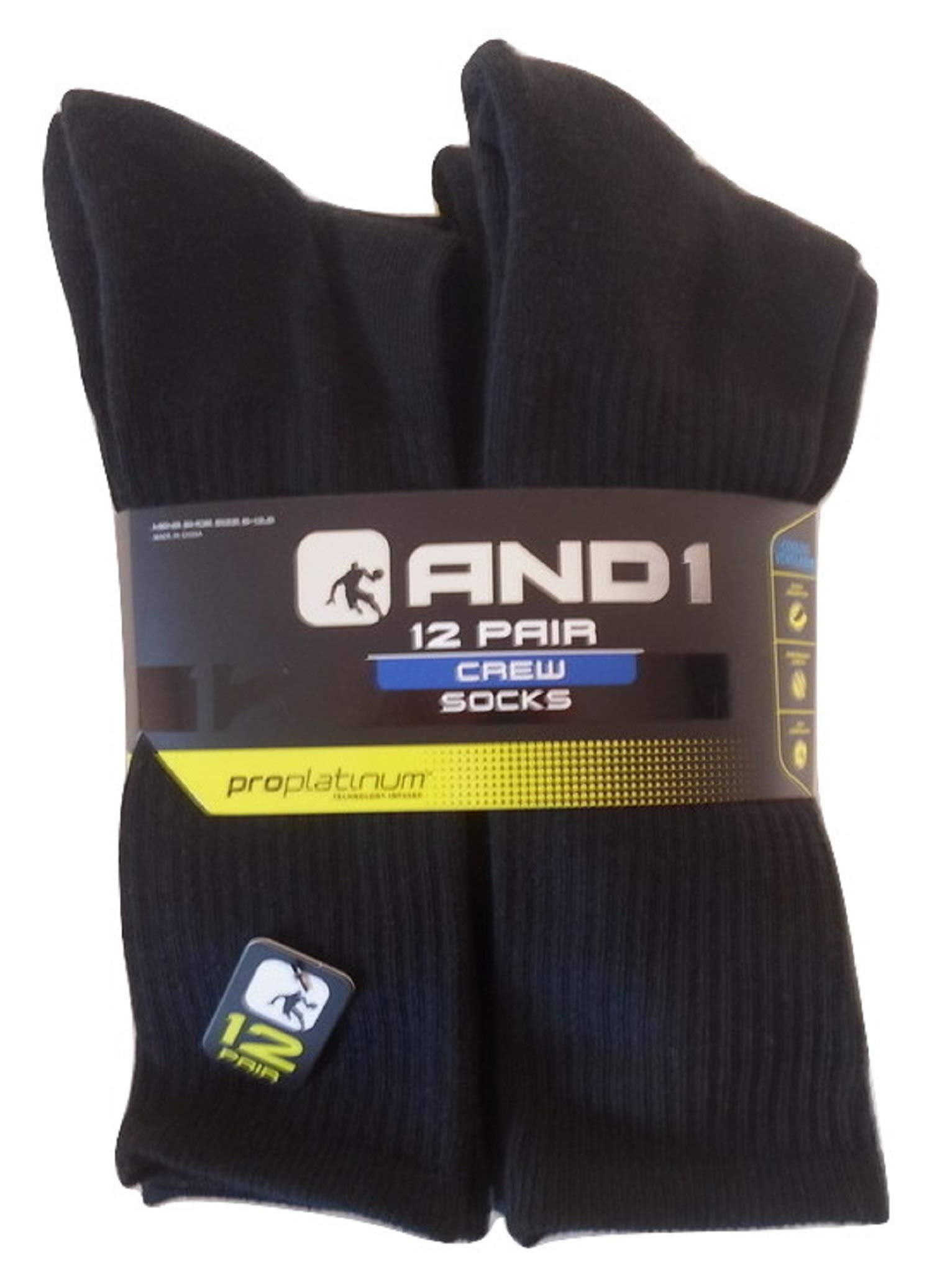 AND112 PAIRS Black No Show Socks Mens Size 6-12.5 1 Arch Compression Proplatinum